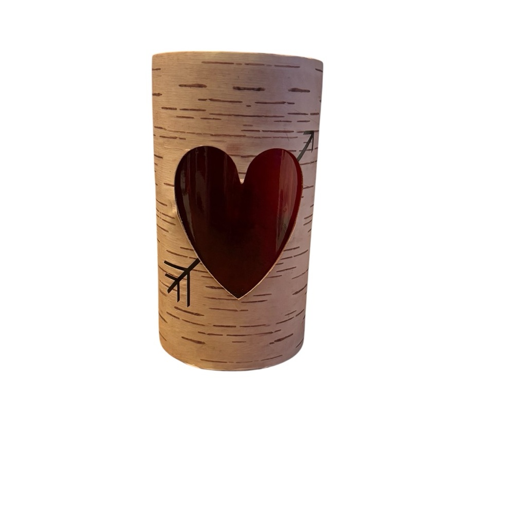 Rustic Birch Heart Vase Valentines Day Red Vase